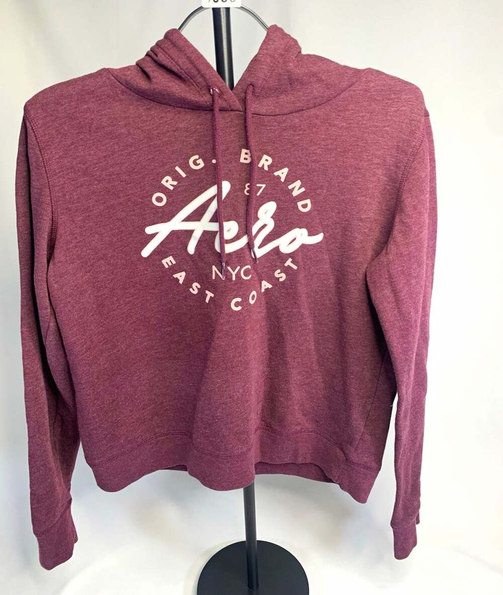 Aéropostale Women’s Pullover Hooded Fleece Logo Graphic Hoodie Purple S